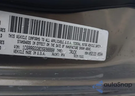 2013 Ram 1500 Slt z USA, uszkodzony, nr VIN 1C6RR6GG8DS698880